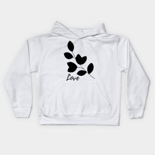 black color leaves love art illustration Kids Hoodie